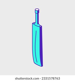 Cricket bat isometric vector illustration
