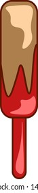 A cricket bat with red handle, vector, color drawing or illustration.