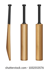 Cricket Bat Set On A White Background. Vector Illustration.