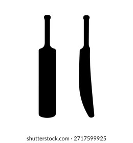 Cricket bat silhouette icon vector illustration on white background
