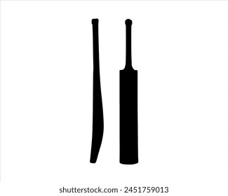 Cricket bat silhouette vector illustration on white background. cricket bat icon.