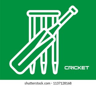 CRICKET BAT AND STUMPS VECTOR ICON