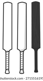 Vector de murciélago de cricket, ilustración clásica de equipo de madera deportiva sobre fondo transparente