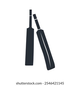 Conjunto de silueta de contorno de arte de Clip de Vector de murciélago de cricket. Cricket Sport Bat Minimal Aislado, Ilustración Vector Colección Fondo Blanco
