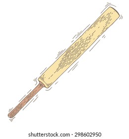 Cricket bat. cricket bat vector. cricket bat isolated. Doodle style. Equipment for cricket vector illustration isolated on white background an engraving style