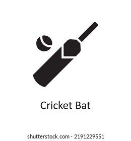 Cricket Bat Vector Solid Icon Design Illustration. Sports And Awards Symbol On White Background EPS 10 File