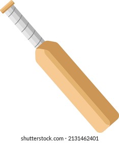 Cricket bat with white handle, illustration, vector on a white background.