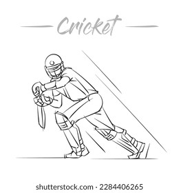 dibujo de líneas vectoriales en blanco y negro para el bateador de cricket