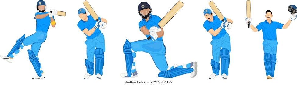 
Cricket Batsman, Bowler Silhouettes Elements