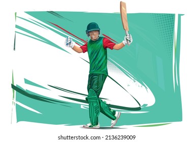 Cricket Batsman celebrate century or winning match illustration  concept.