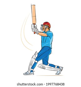 cricket batsman color vector illustration