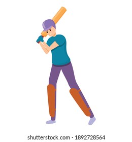Cricket batsman icon. Cartoon of cricket batsman vector icon for web design isolated on white background
