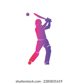 Cricket batsman, cricket illustration, play cricket icon