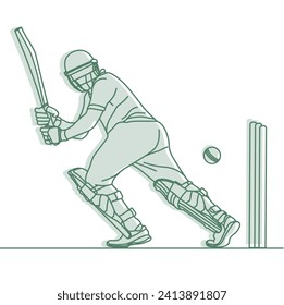 Cricket. Dibujo de la línea del bateador de cricket