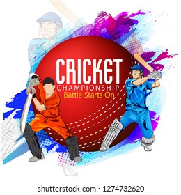 Cricket Championship Poster Batsman Hitting Ball Stock Vector (Royalty ...