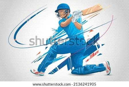 Cricket Batsman in Playing action illustration.