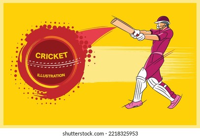cricket batsman poster design vector illustration