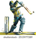 Cricket batsman powerfull shot vector