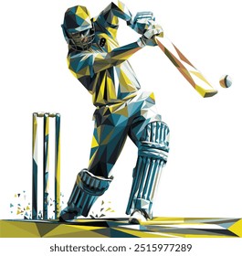 Cricket batsman powerfull shot vector