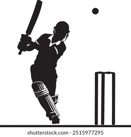 Cricket batsman powerfull shot vector