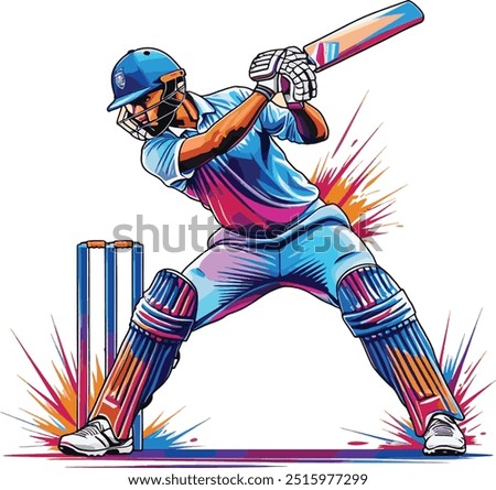 Cricket batsman powerfull shot vector