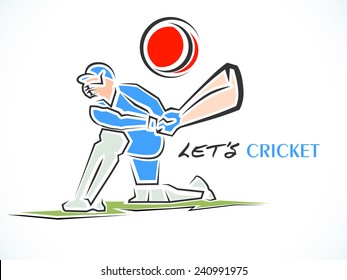 Cricket batsman ready to hit the shot on white background.