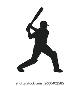 Cricket Batsman Silhouette: Batting Stance - Sports Player Graphic