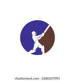 Silueta del ariete del cricket dentro del logotipo azul del círculo