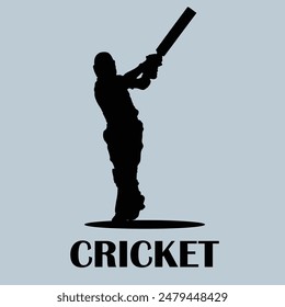 Cricket batsman silhouette vector illustration
