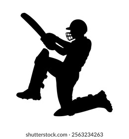 Cricket batsman silhouette vector illustration design on white background.