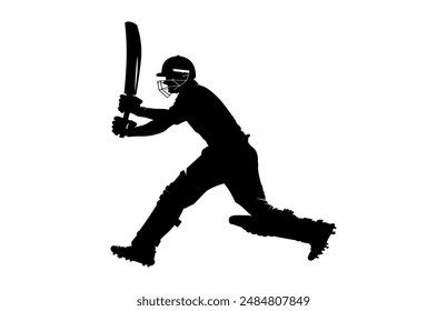 Cricket Batsman Silhouette Vector isolated on a white background