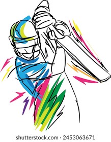 Cricket Batsman Sketch Vektorillustration