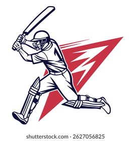 Cricket Batsman Vector Illustration – Sports Logo Style Design