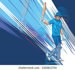 Cricket batsman winning pose Illustration Vector.