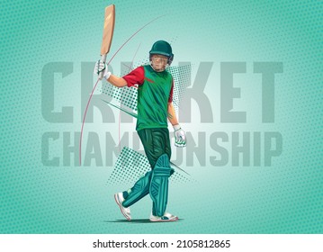 Cricket batsman winning pose Illustration Vector.