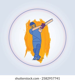 Cricket batter men playing shots with blue helmets and pads, white background