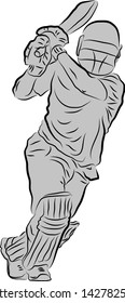 Cricket batting action vector image with a silhouette layer