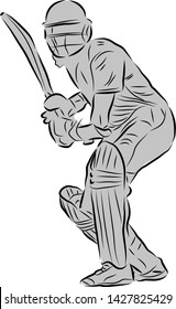 Cricket batting action vector image with a silhouette layer
