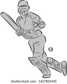 Cricket batting action vector image with a silhouette layer