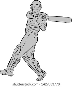 Cricket batting action vector image with a silhouette layer
