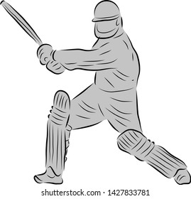 Cricket batting action vector image with a silhouette layer
