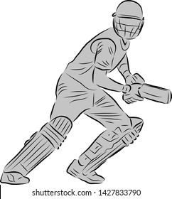 Cricket batting action vector image with a silhouette layer
