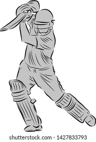 Cricket batting action vector image with a silhouette layer
