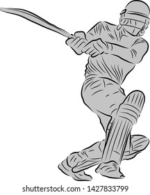 Cricket batting action vector image with a silhouette layer
