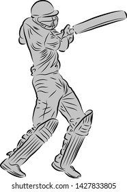 Cricket batting action vector image with a silhouette layer
