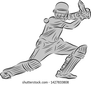 Cricket batting action vector image with a silhouette layer
