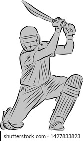 Cricket batting action vector image with a silhouette layer
