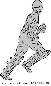 Cricket batting action vector image with a silhouette layer

