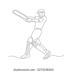 cricket batting line drawing vector