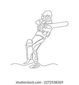 cricket batting line drawing vector